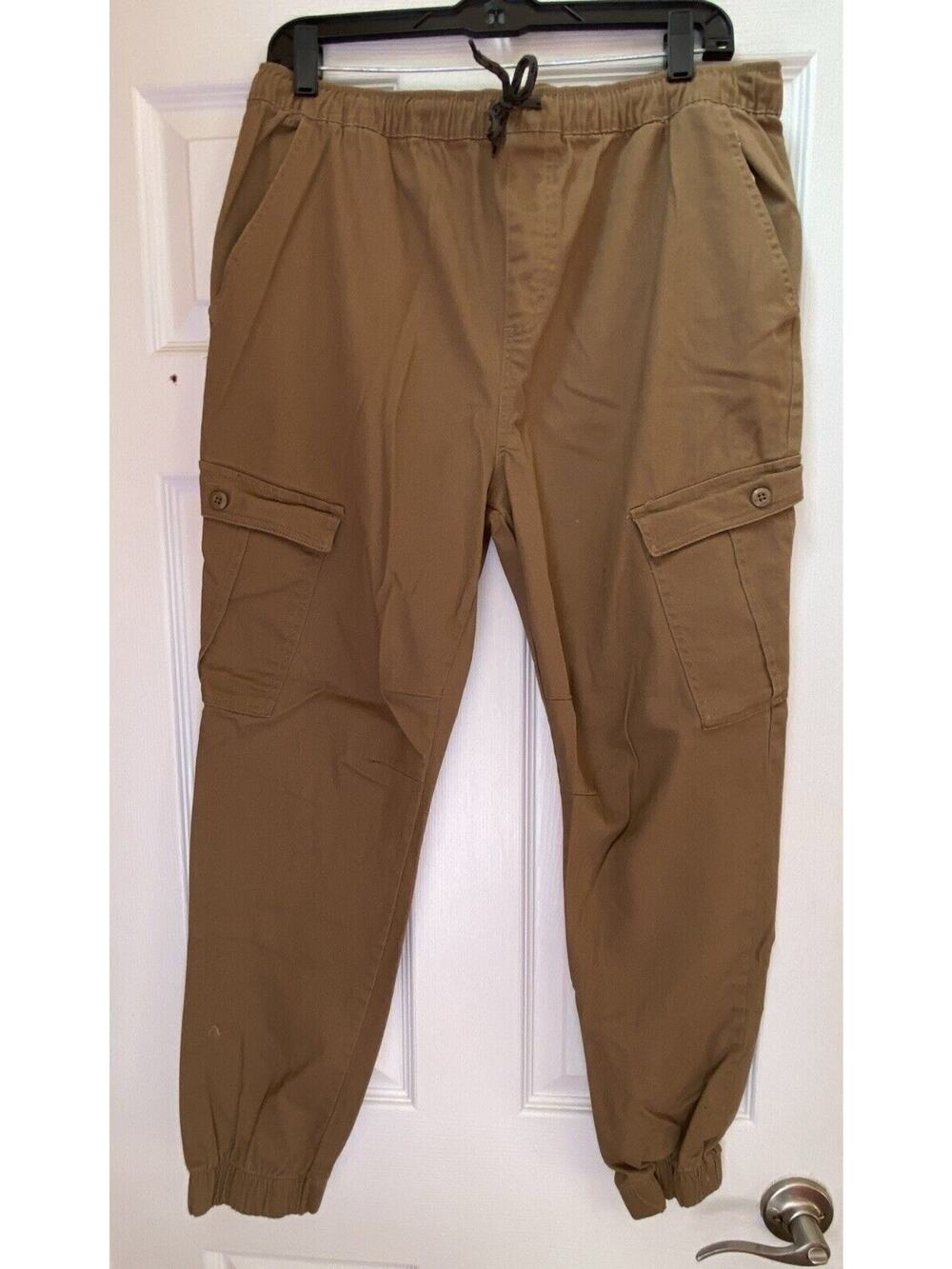 Mecca Cargo Pants Mens Size Large Baggy Pull On Drawstring Joggers Skater Tan